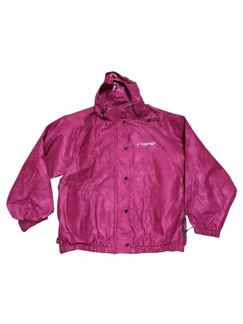 Frogg Toggs Waterproof Rain Jacket Size XL Pink Hood Lightweight Water Repellent